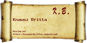 Knausz Britta névjegykártya
